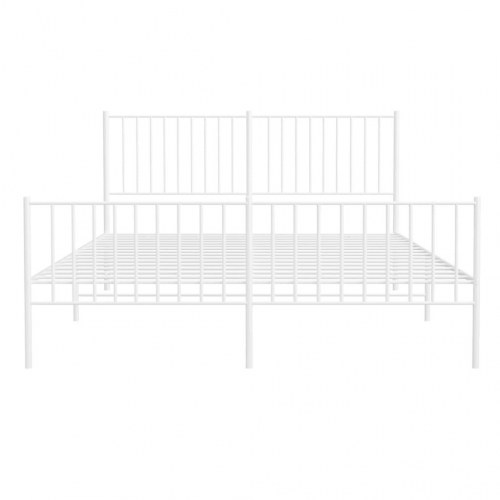 Sengeramme med gavl og fodgærde 150×200 cm - metal, hvid