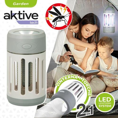 2-i-1 anti-insekt genopladelig lampe med LED Aktive 7 x 13 x 7 cm (4 enheder)