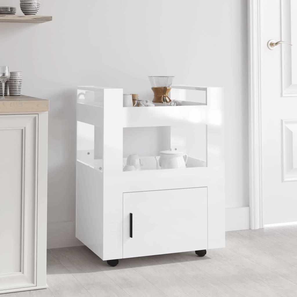 Køkkenvogn 60x45x80 cm konstrueret træ hvid højglans