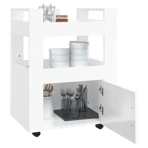 Køkkenvogn 60x45x80 cm konstrueret træ hvid højglans