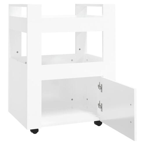 Køkkenvogn 60x45x80 cm konstrueret træ hvid højglans