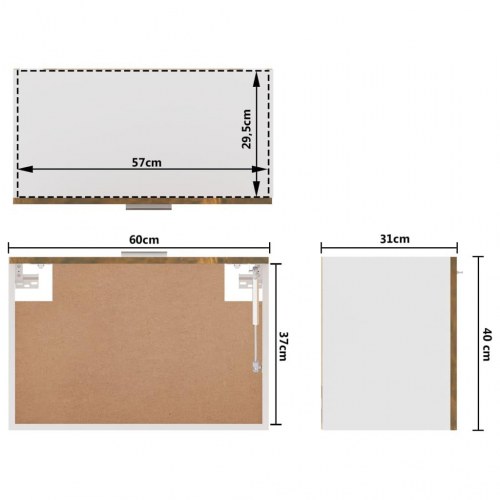 Hængeskab Lyon - røget eg 60×31×40 cm i konstrueret træ