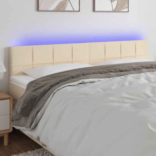 Sengegavl med LED-lys 160 x 5 x 78/88 cm - cremefarvet