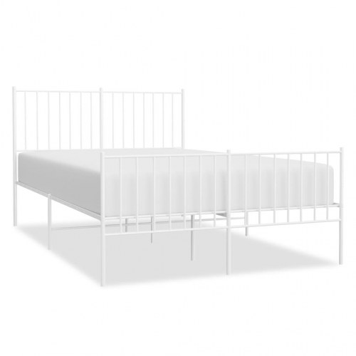 Sengeramme i metal med sengegavl og fodgærde 120x190 cm - hvid