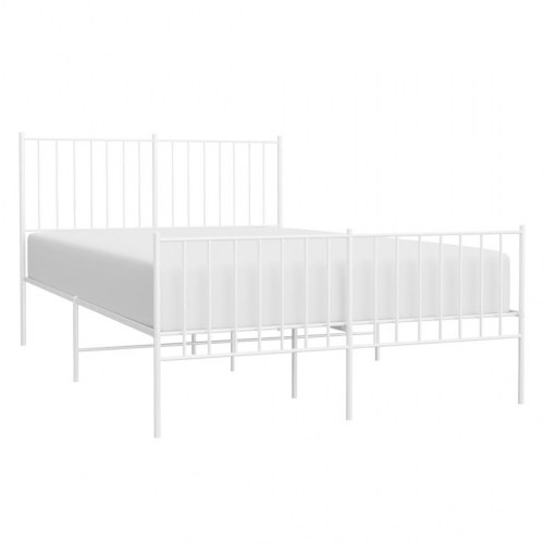 Sengeramme i metal med sengegavl og fodgærde 120x190 cm - hvid