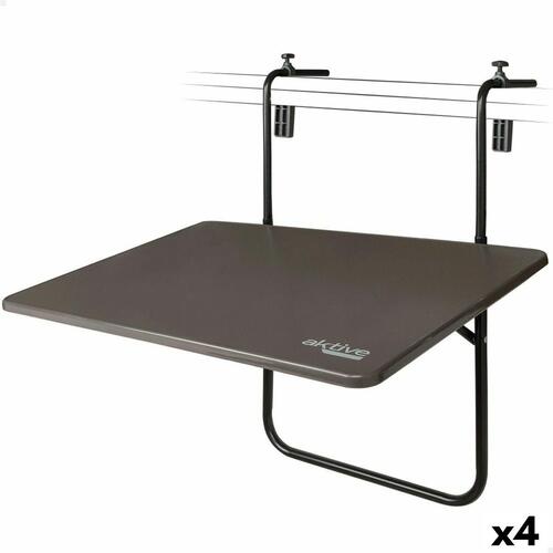 Aktive sammenklappeligt altanbord i stål, mørkegrå - 60 × 66,5 × 40 cm (4 stk.)
