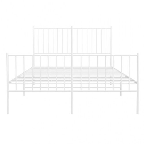 Sengeramme i metal med sengegavl og fodgærde 120x190 cm - hvid
