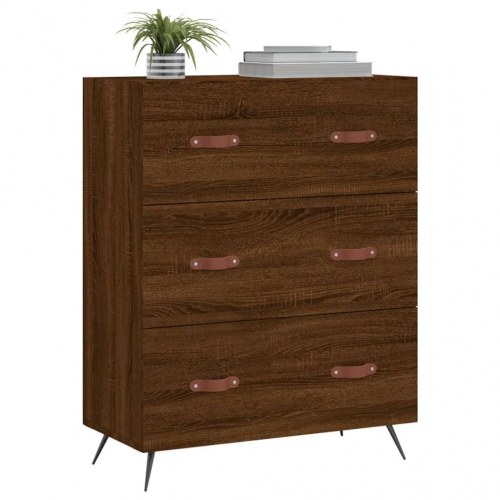 Kommode 69,5x34x90 cm konstrueret træ brun egetræsfarve
