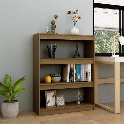 Bogreol/rumdeler 100x30x103 cm massivt fyrretræ honningbrun