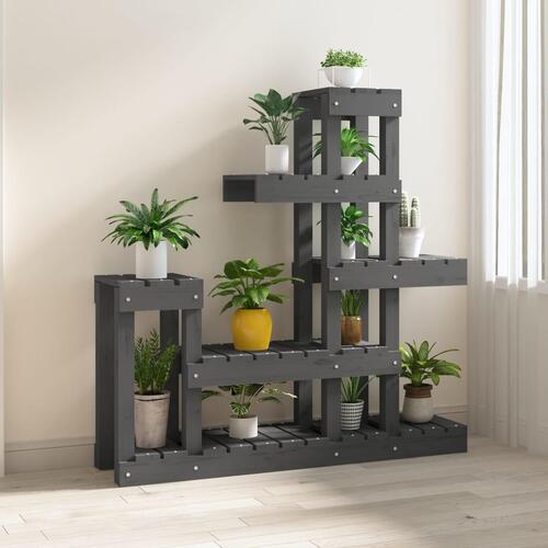 Plantestativ 92x25x97 cm massivt fyrretræ grå