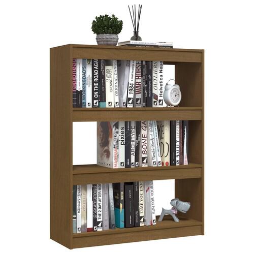 Bogreol/rumdeler 100x30x103 cm massivt fyrretræ honningbrun