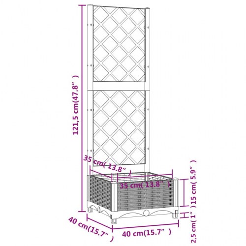 Plantekasse med espalier 40 x 40 x 121,5 cm - hvid
