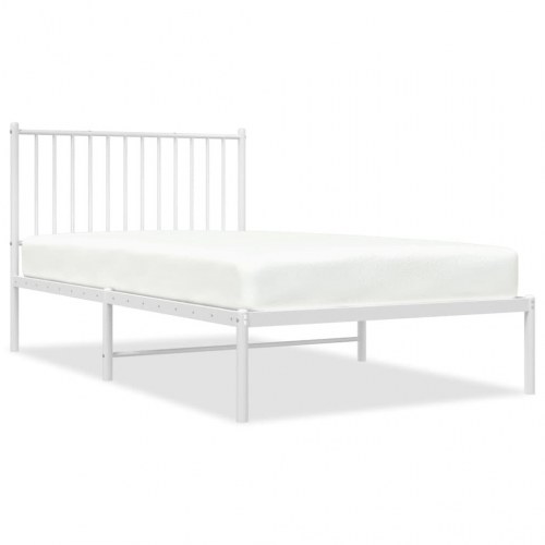 Sengeramme med sengegavl i metal 100 x 190 cm - hvid