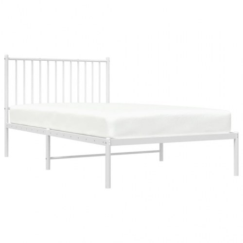Sengeramme med sengegavl i metal 100 x 190 cm - hvid