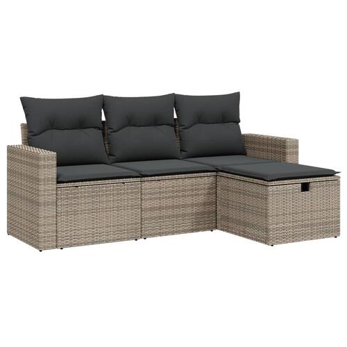 Sofasæt til haven 4 dele med hynder polyrattan grå