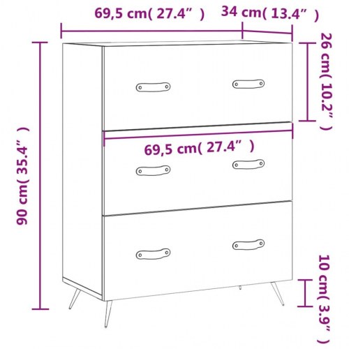 Kommode i konstrueret træ 69,5×34×90 cm - betongrå