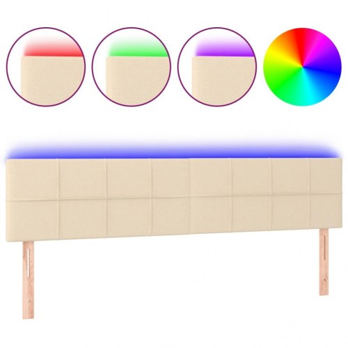Sengegavl med LED-lys 180 x 5 x 78/88 cm - cremefarvet
