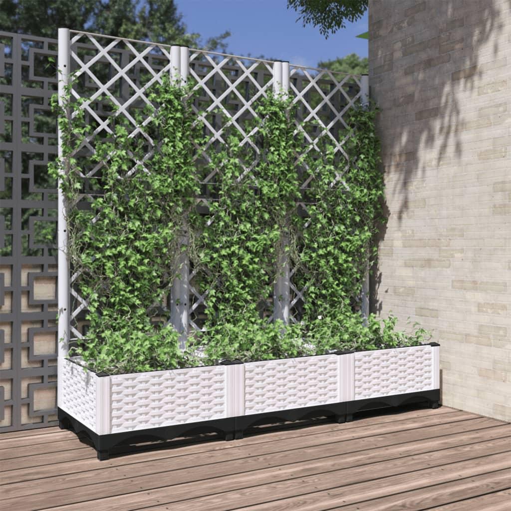 Haveplantekasse med espalier hvid 120x40x121,5 cm PP