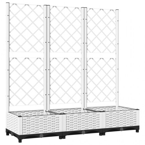 Haveplantekasse med espalier hvid 120x40x121,5 cm PP
