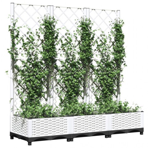 Haveplantekasse med espalier hvid 120x40x121,5 cm PP