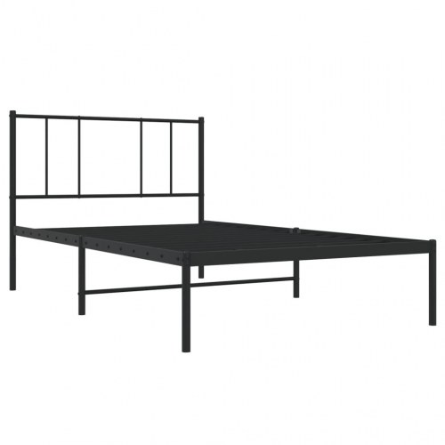 Sengeramme med sengegavl 90×190 cm - metal, sort