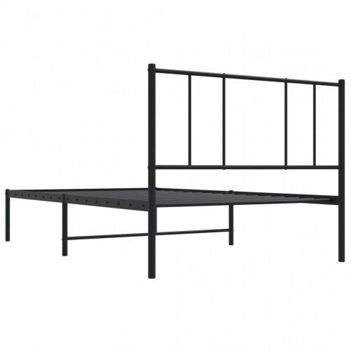 Sengeramme med sengegavl 90×190 cm - metal, sort