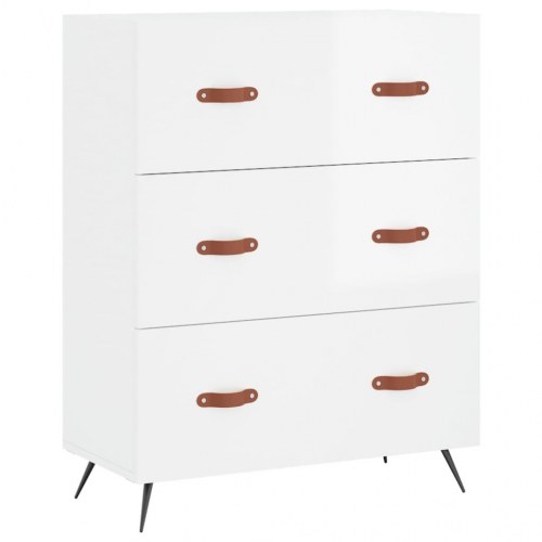 Kommode 69,5x34x90 cm konstrueret træ hvid højglans
