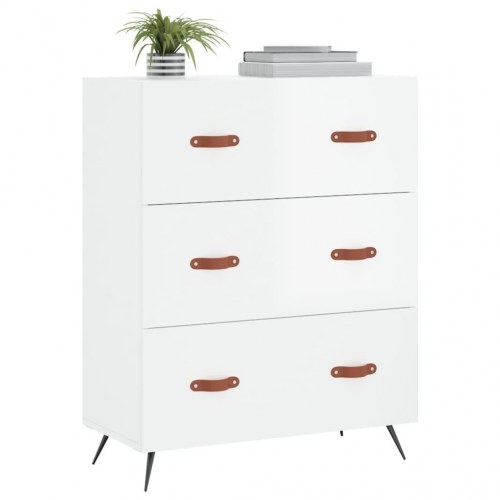 Kommode 69,5x34x90 cm konstrueret træ hvid højglans