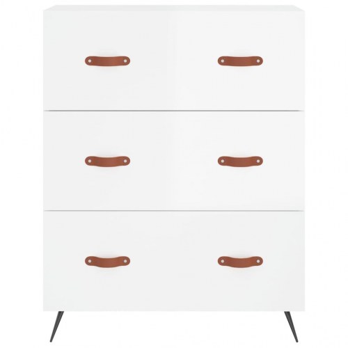Kommode 69,5x34x90 cm konstrueret træ hvid højglans