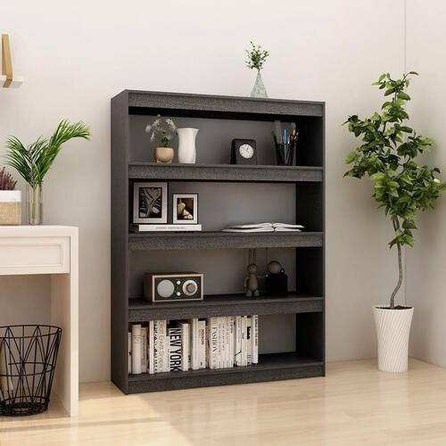Bogreol/rumdeler 100x30x135,5 cm massivt fyrretræ grå