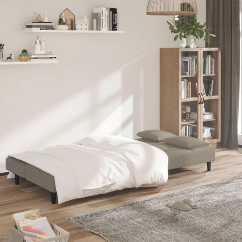 2-personers sovesofa med 2 puder fløjl lysegrå