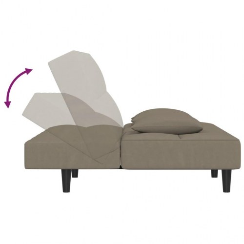 2-personers sovesofa med 2 puder fløjl lysegrå