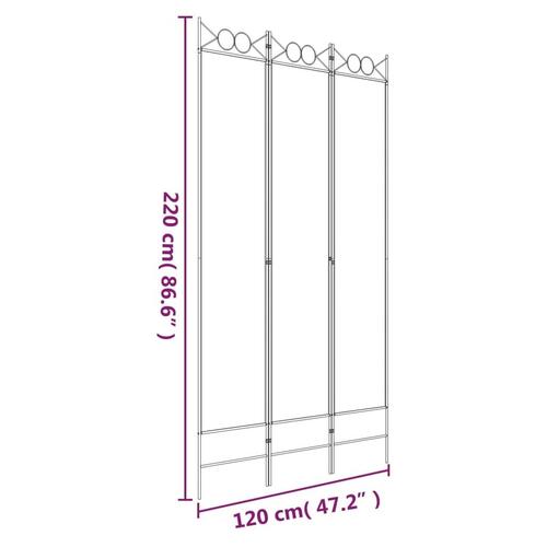 3-panels rumdeler 120x220 cm stof hvid