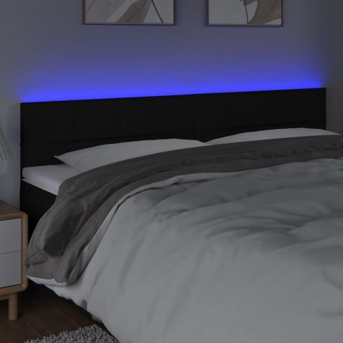 Sengegavl med LED-lys 200 x 5 x 78/88 cm - sort