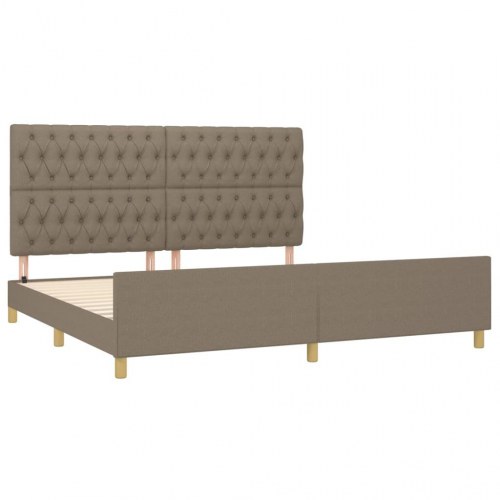 Sengeramme med sengegavl 200x200 cm - stof, gråbrun
