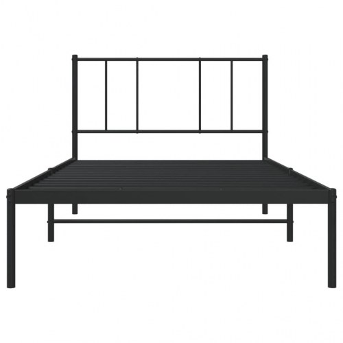 Sengeramme med sengegavl 100x200 cm - metal, sort