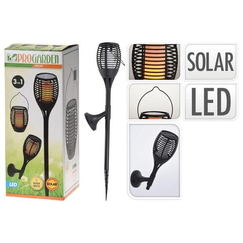 ProGarden 3-i-1 solcellelampe til haven sort