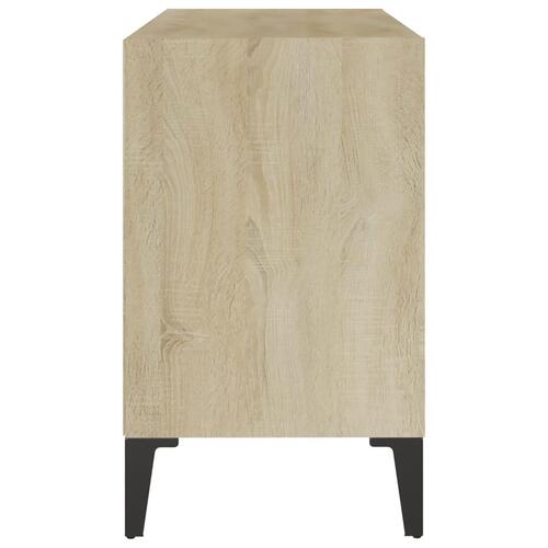 Tv-skab m. metalben 69,5x30x50 cm hvid og sonoma-eg