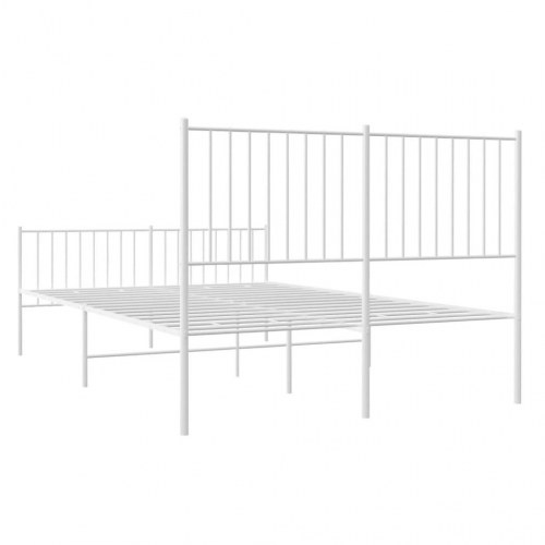 Sengeramme i metal med sengegavl og fodgærde 140x190 cm - hvid