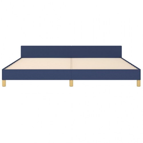 Sengeramme med sengegavl 200×200 cm - stof, blå