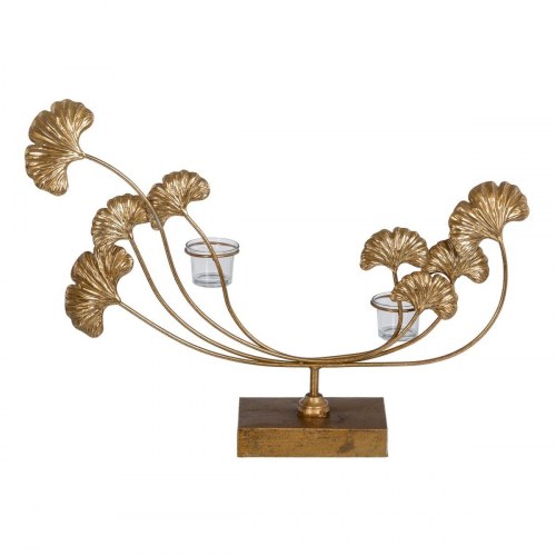 Lyseholder 55 x 11 x 43 cm Krystal Gylden Metal