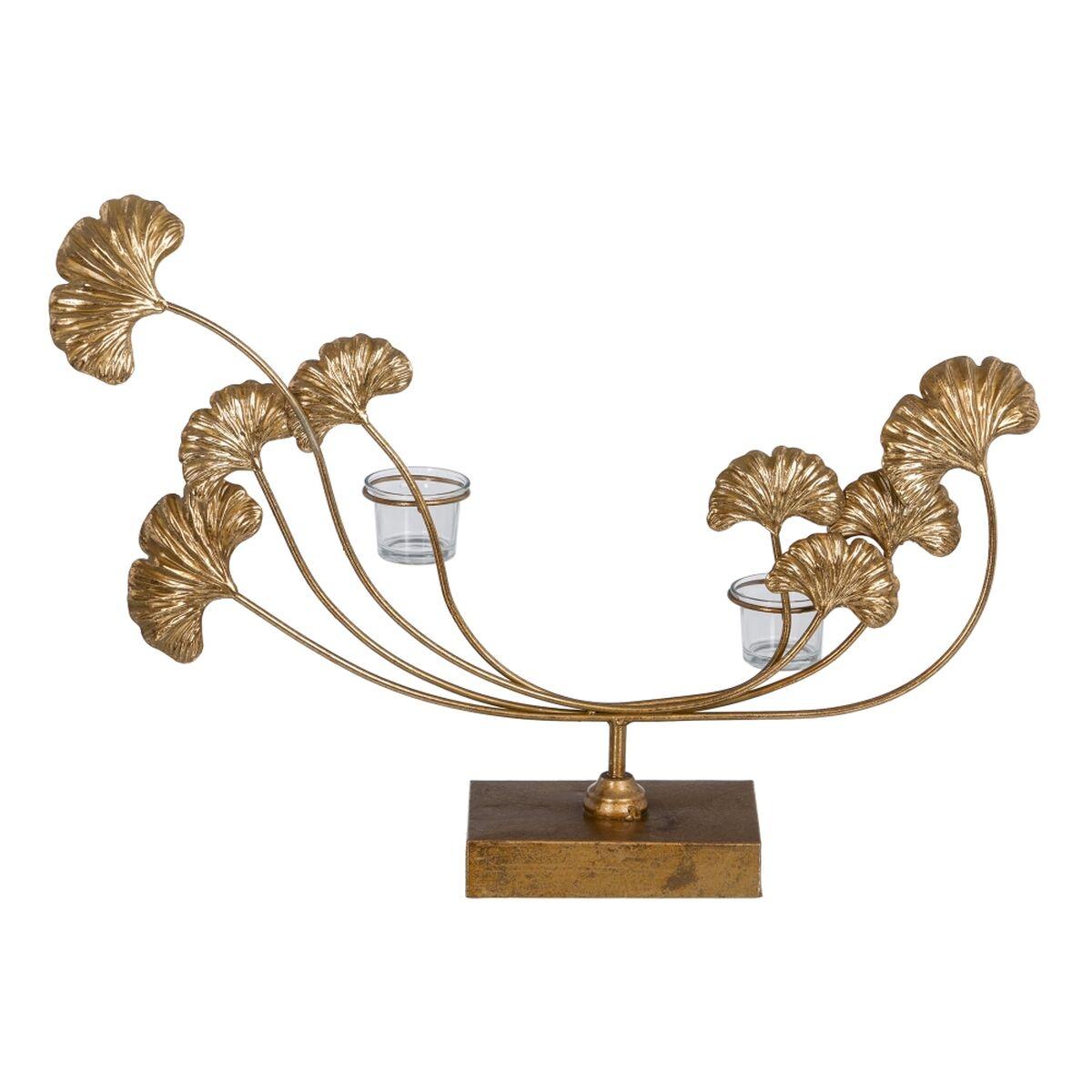 Lyseholder 55 x 11 x 43 cm Krystal Gylden Metal