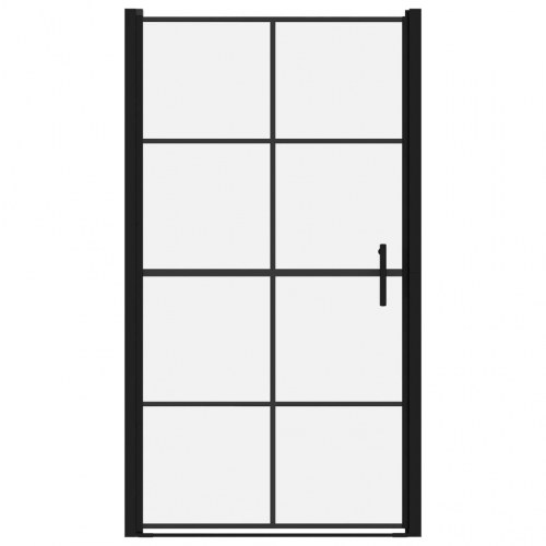 Brusedør 100×178 cm i hærdet glas - sort, justerbar