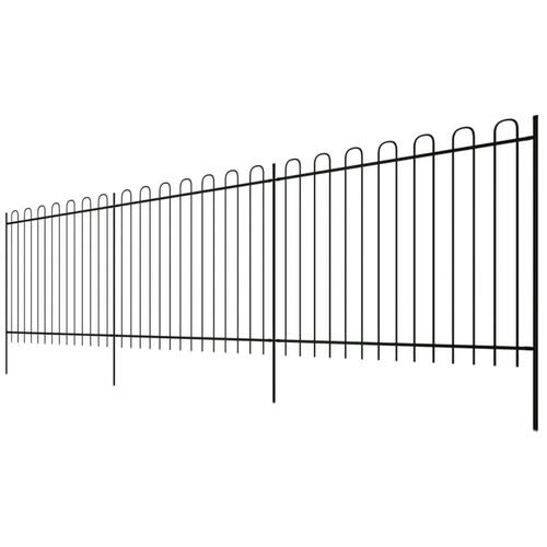 Sikkerhedshegn med buet top stål 600 x 175 cm sort
