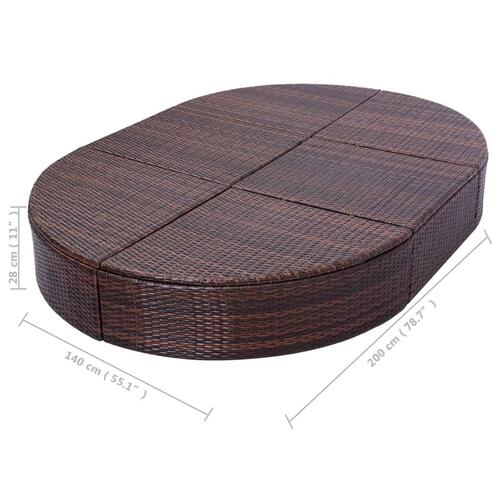 Solseng med hynde polyrattan brun