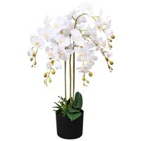 Kunstig orkidéplante med potte 75 cm hvid