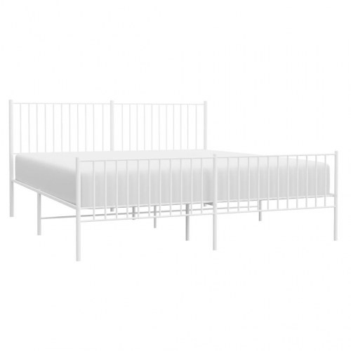 Sengeramme med sengegavl og fodgærde 183×213 cm - metal, hvid