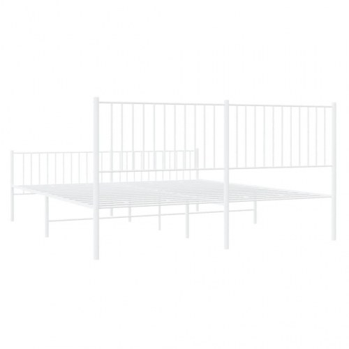 Sengeramme med sengegavl og fodgærde 183×213 cm - metal, hvid