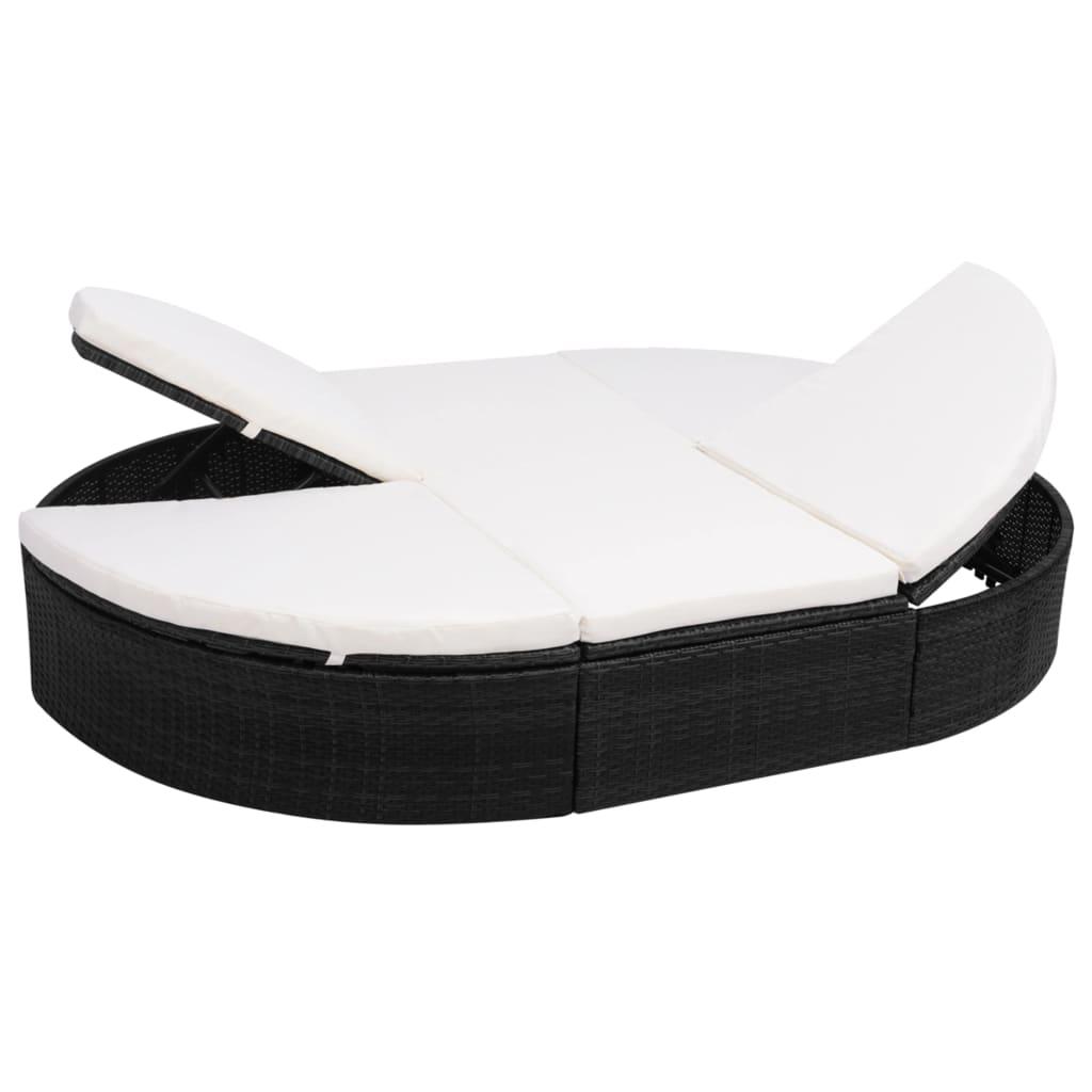 Solseng med hynde polyrattan sort