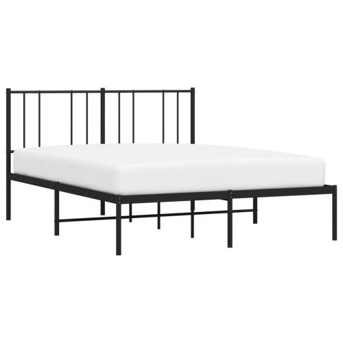 Sengeramme med sengegavl 150×200 cm - metal, sort